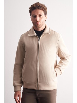 İmza Koyu Bej Polo Yaka  Slim Fit Pamuklu Casual Mont 1007255128