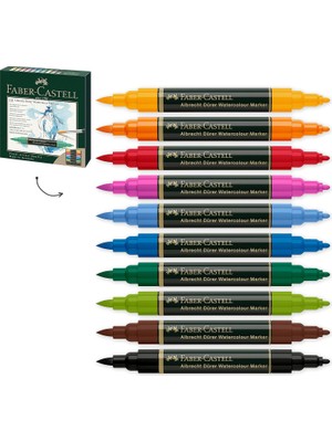 Mena Rise Dürer Markör Seti, 10’lu, Çift Uçlu, Suda Çözünebilir Mürekkep, Parlak ve Kalıcı Renkler