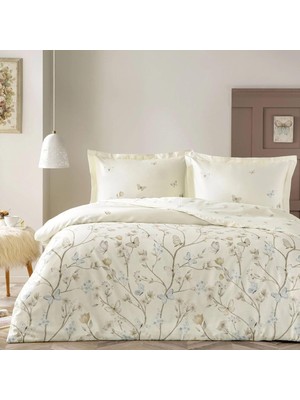 Mena Rise Pamuk Lesly Nevresim Takımı Krem Çift Kişilik