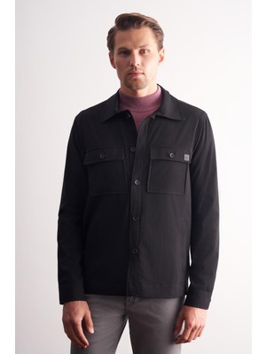 İmza Siyah Polo Yaka Düz Yırtmaçsız Esnek Casual Mont 1007255150