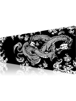 Mena Rise Pro - 10 Farklı Model Dikişli Kenar 90X40 cm Oyuncu Gaming Mouse Pad (Dragon Knot, 90X40 Cm)