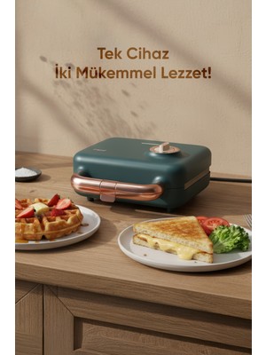 Fressi Tost Ve Waffle Makinesi | Çıkarabilir Yapışmaz Plakalı | 3 Ayrı Plaka |