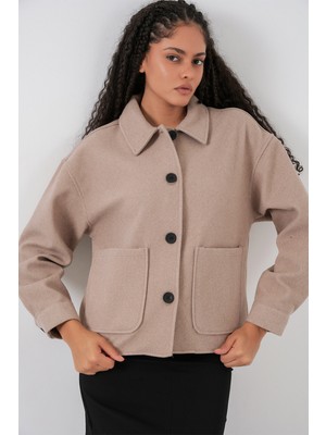 Bigdart 0713 Kadın Kaşe Ceket - Bej