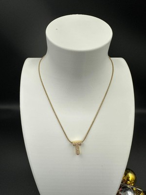 Stainless Steel Altın Rengi T Harfi Çelik Kolye