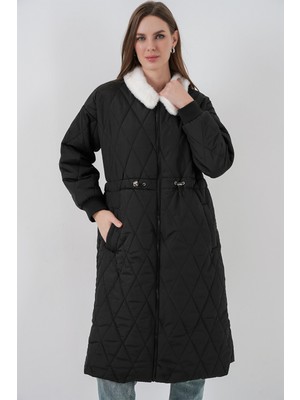 Bigdart Kadın Kapitone Uzun Şişme Mont 5221 - Siyah