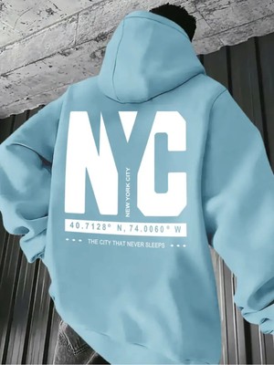 General Nutrition Erkek Nyc Baskılı Sweatshırt3 Iplik Oversize