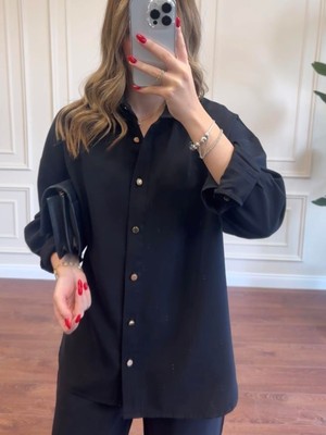  Gömlek Pantolon Modal Takım - Siyah