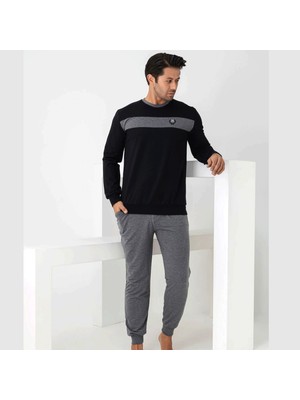 Linotti Erkek %100 Pamuklu Uzun Kollu Manşetli Pijama Takımı 071040