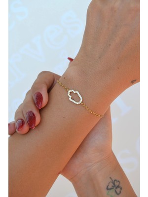 Sacce Scarves & Accessories Zirkon Nazar El Figürlü Ince Zincir Bileklik – 14K Gold Kaplama