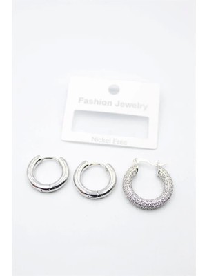 Venüs Shopping 3'lü Halka Küpe - Gümüş