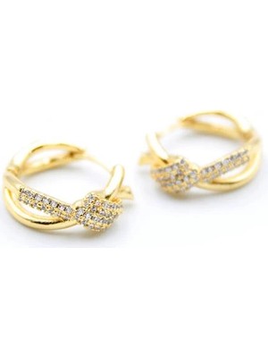 Venüs Shopping Taşlı Halka Küpe - Altın