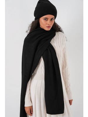 Bigdart Kadın Triko Atkı Bere 15939 - Siyah