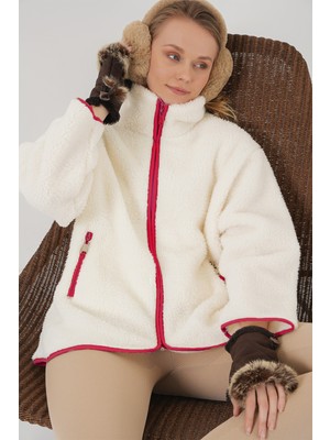 Bigdart 5211 Fermuarlı Peluş Mont - Kırmızı