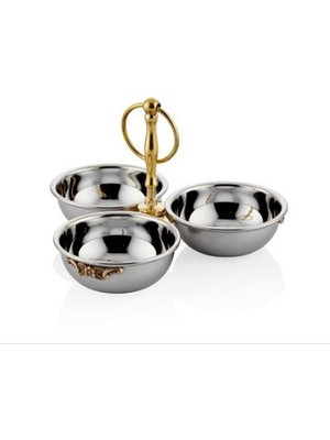 Lamedore Black Pearl Sade 3 Lü Gold Dekoratif Kase 20X20X12 cm