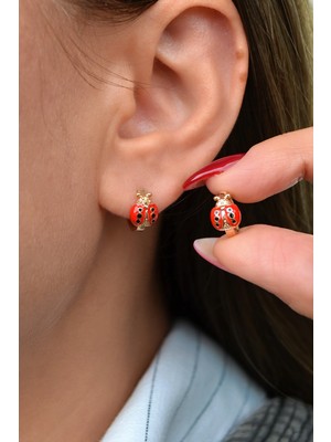 Sacce Scarves & Accessories Kırmızı Uğur Böcekli Halka Küpe – Antialerjik Dayanıklı Çocuk ve Yetişkin Küpesi