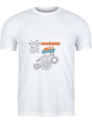 Çılgıntrend Kişiye Özel Mühendis Tişört - "engineer [isim Soyisim]" Tasarımlı Beyaz Unisex Tişört
