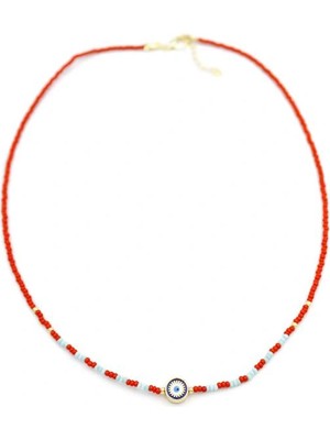 Venüs Shopping Boncuk Göz Kolye - Kırmızı