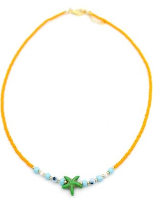 Venüs Shopping Boncuk Deniz Yıldzı Kolye - Turuncu