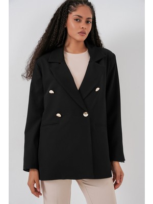 Bigdart Kadın Kruvaze Yaka Blazer Ceket 0722 - Siyah