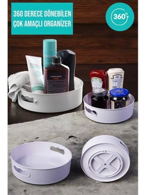 Bulut 360 Derece Dönen Banyo & Buzdolabı & Mutfak Düzenleyici Dönebilen Tepsi- Düzenleyici Organizer