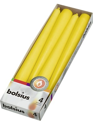 Mena Rise Sarı Konik Şamdan Mumlar 4 Paket - 24,5 cm - 7,5 Saat Yanan Damlamayan Mumlar - Akşam Yemeği, Parti, Düğün Dekoru Için Uzun Mum Seti