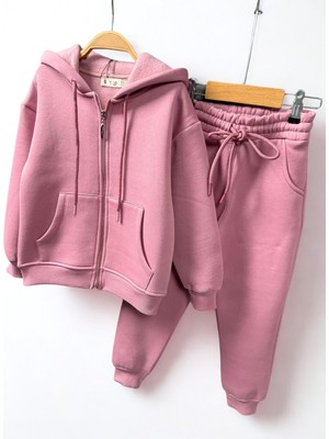 Giyinse Active Zip Kız Çocuk Takımı Pudra