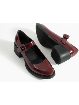 Tivana Kadın Bantlı Günlük Topuklu Ayakkabı Elda - Bordo