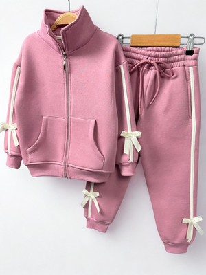 Giyinse Ribbon Star Kız Çocuk Takımı Pudra