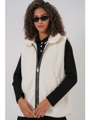 Bigdart 6793 Peluş Yelek - Beyaz