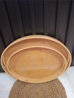 Mena Rise Tepsi 2li Oval, Çay Tepsisi, Sunum Tepsisi, Kahve Sunum Tepsisi