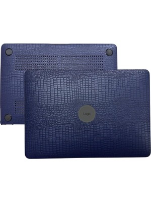 Mena Rise MacBook Kılıf Pro 13 Inç Uyumlu Timsah Desenli Deri Kaplama Premium Sert Tpu Koruma Darbe Emici Ince Hafif Şık Tasarım A2338 A2289 A2251 A1706 A1708 A1989 A2159 ve Usb-C Adaptörlü Lacivert