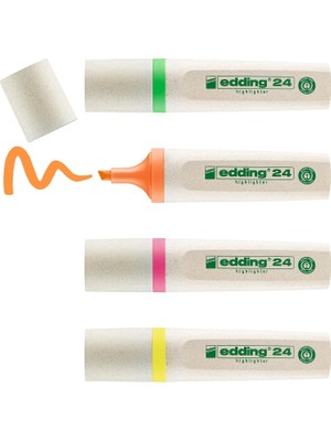 Mena Rise 24 Ecoline Fosforlu, 4'lü Set, Karışık Renkler, Kesik Uç