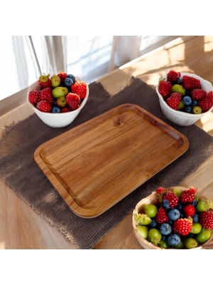 Mena Rise Akasya Ağacından Sunum Tabağı, Akasya Meze Tabağı, Akasya Peynir Sunum Tabağı, Akasya Salata Tabağı (23CM*17CM*1.5CM)
