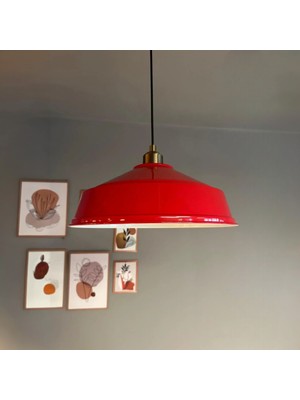 Bamyum Carmelo Kırmızı Tekli Avize Eskitme Yarım Lale Başlık Retro Sarkıt Lamba Restoran Salon Aydınlatma