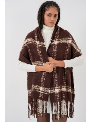 Bigdart Kadın Yumuşak Dokulu Kalın Şal Atkı 15951 - Kahverengi