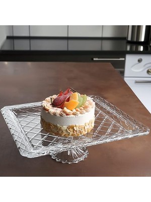 Mena Rise Candy Madlen Serisi Cam Ayaklı Sunum Tabağı, 35,6 x 30,6 x 12,3 cm