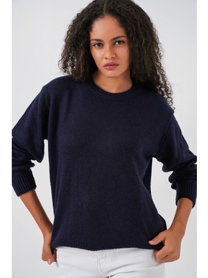 Bigdart 15895 Kadın Oversize Triko Kazak - K. Lacivert