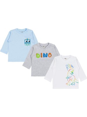 Civil Baby Dıno Baskılı 3'lü Set 6-18 Ay Sweatshirt