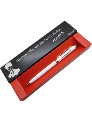 Signator® C656 Beyaz Altın Tükenmez Kalem | Isme Özel Kalem | Hediyelik Kalem - (Öğretmenler Günü, Doğum Günü, Yeni Yıl Vb. Kutulu)