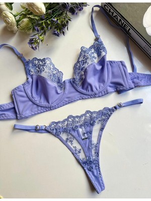 Hama Love Kadın Lila/mor Dantel Saten Iç Çamaşır Takımı