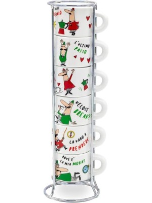 Mena Rise - 6'lı Istiflenebilir Cappuccino Fincan Seti - Renkli -