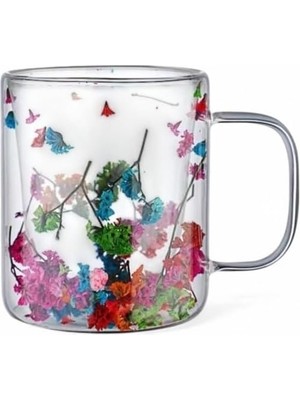 Mena Rise 300ML Çift Cidarlı Çiçekli Kupa – Dayanıklı Çift Katmanlı Cam Çay & Kahve Kupası | Şık ve Ergonomik Tasarım