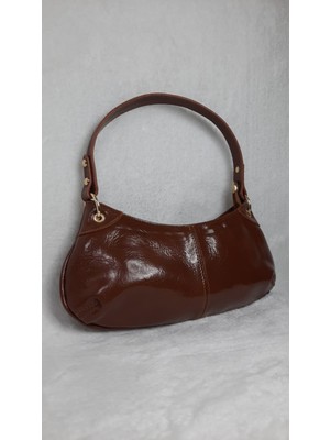 Kadın Günlük Mini Parlak Deri Baget El ve Omuz Çantası