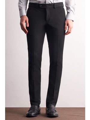 İmza Siyah Yan Cep Açık Paça Esnek Slim Fit Classic Casual Pantolon 1003255153