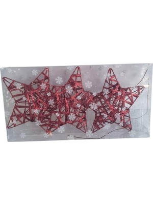 Dodomar Yılbaşı Tel Yıldız 15 cm 3lü 3 Boyutlu Kırmızı