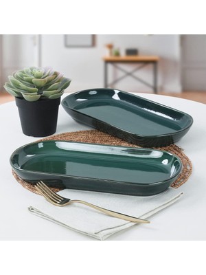 Mena Rise Zümrüt Noyan Kayık Tabak 2 Adet 28 cm