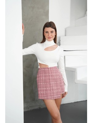 Zerenyus İki Düğmeli Şort Etek Pembe