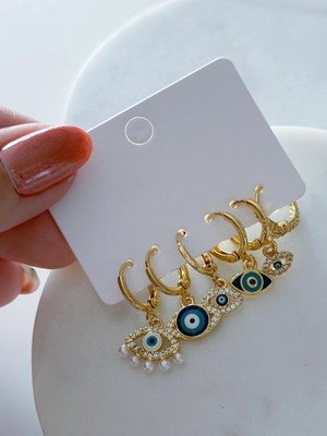 6 Adet Göz Zirkon Taşlı Lüks Çelik Küpe