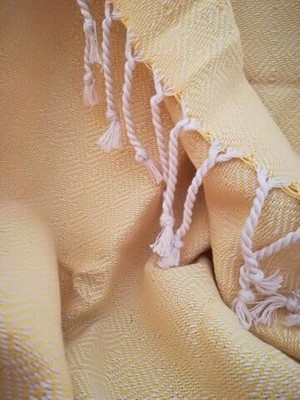 Mena Rise Dokuması Kök -%100 Organik Pamuk ve Bambu 95X175 Cm.plaj ve Havlusu. Plaj,, Spa, Masaj ve Spor Için ( Sarı)