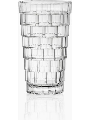 Mena Rise 380ML 6 Adet Kokteyl Seti, Kare Desenli Cam, Soğuk Içecekler Için Borosilikat Cam, Buzlu Içecekler,kokteyller Için Ideal Ergonomik Tasarım